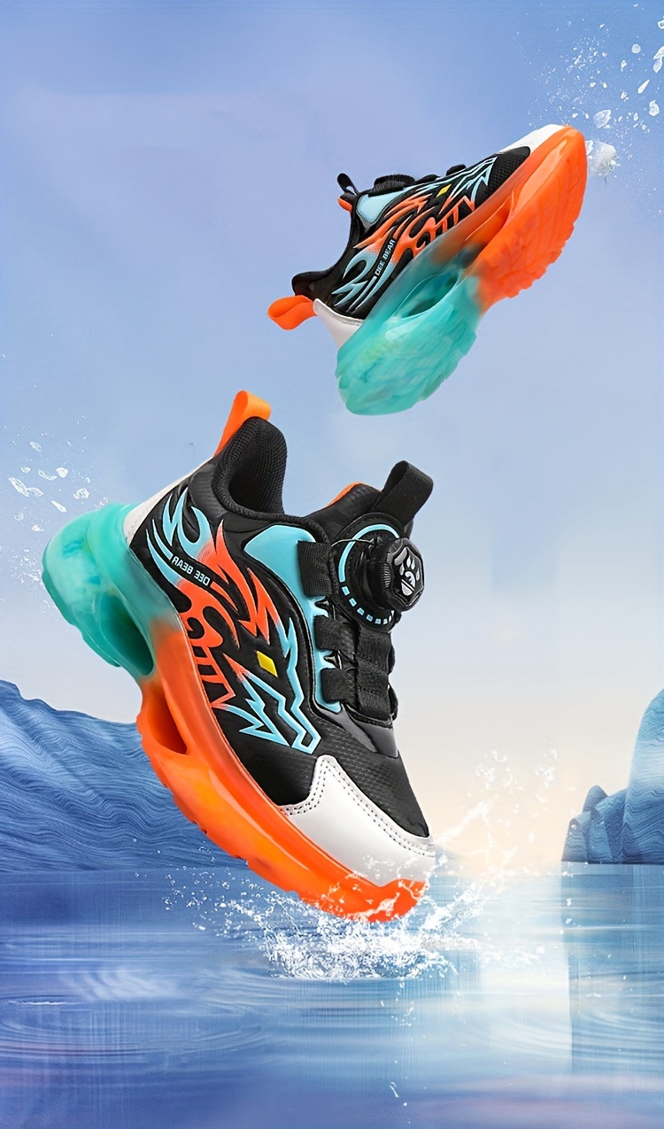 boys basketball shoes with rotating comfy breathable non slip shock absorption sneakers for indoor running walking details 0