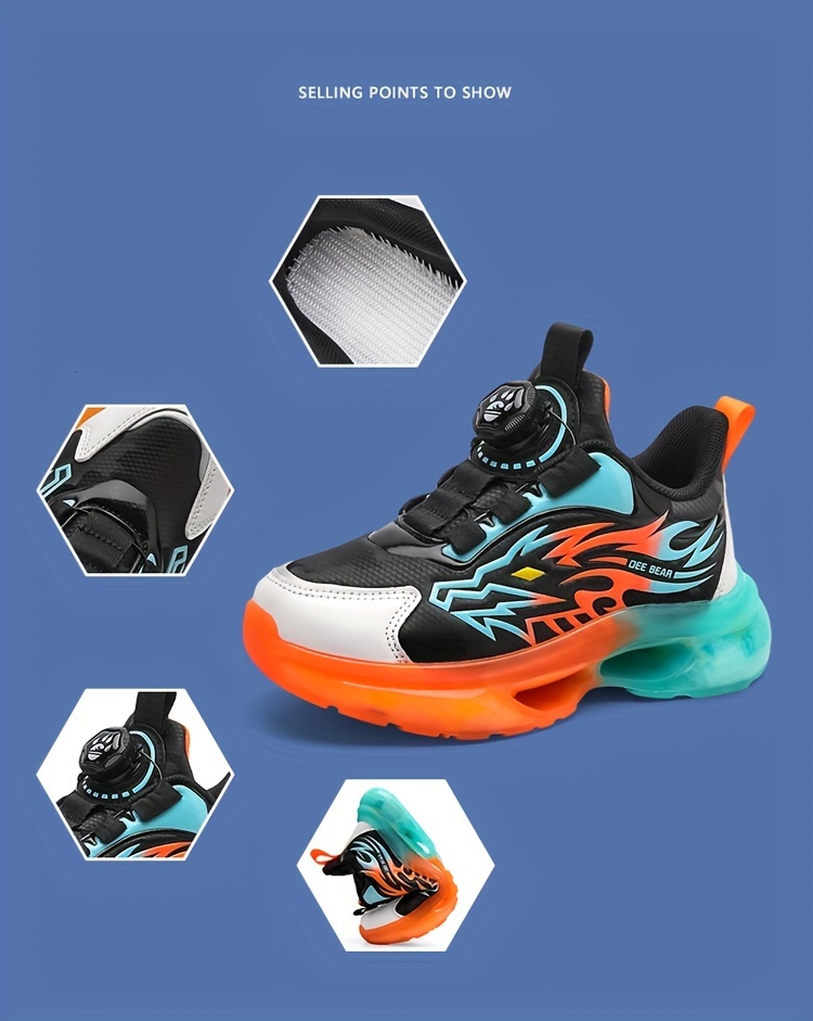 boys basketball shoes with rotating comfy breathable non slip shock absorption sneakers for indoor running walking details 2
