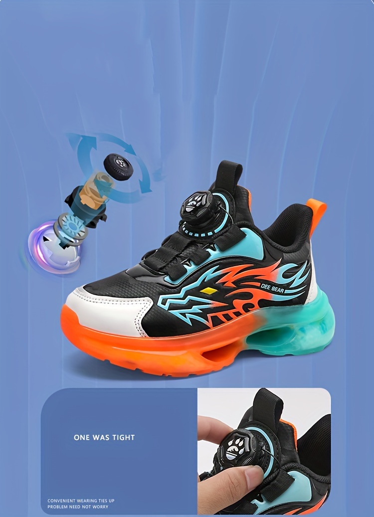 boys basketball shoes with rotating comfy breathable non slip shock absorption sneakers for indoor running walking details 4