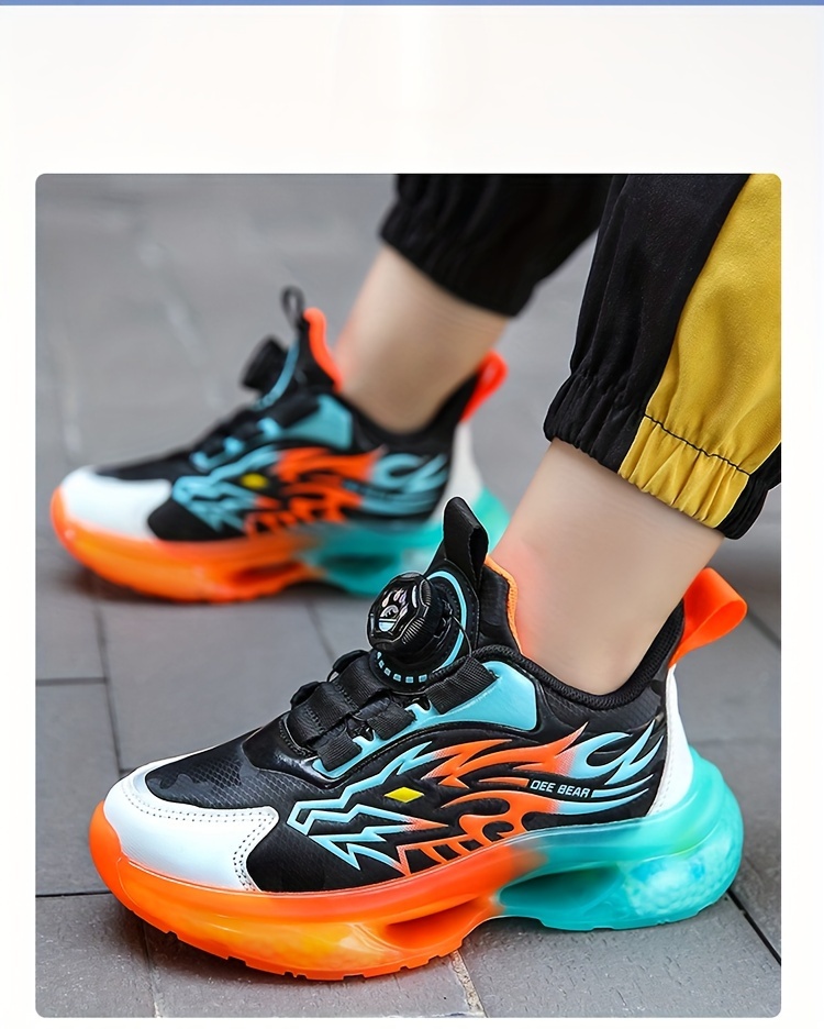 boys basketball shoes with rotating comfy breathable non slip shock absorption sneakers for indoor running walking details 11