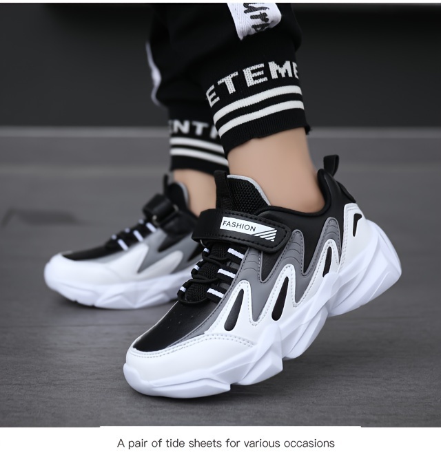 boys trendy chunky shoes comfy non slip casual soft sole sneakers for outdoor activities details 1