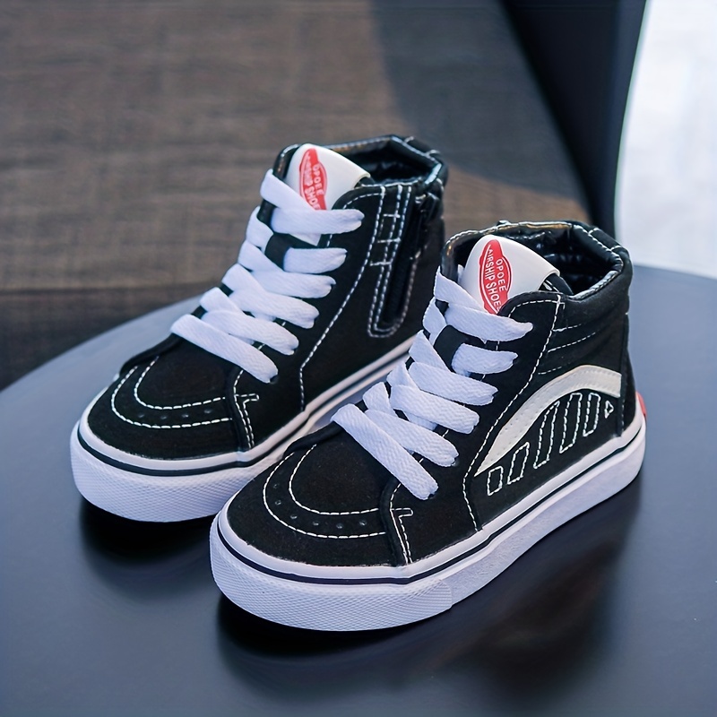 casual high top lace up sneakers for boys lightweight anti slip canvas shoes for outdoor walking hiking spring and autumn details 0