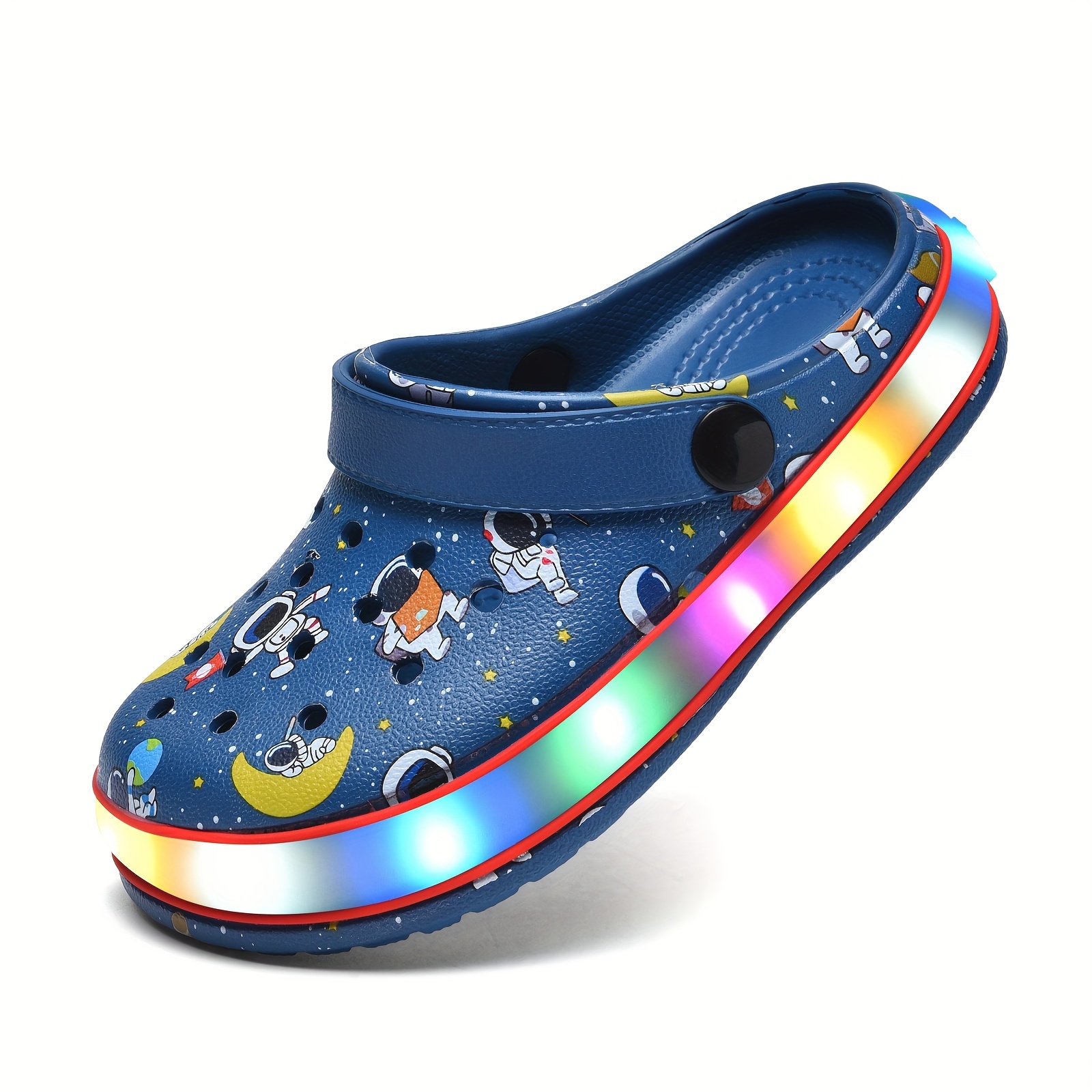 kids boys girls led clogs cute lightweight summer slides sandals details 4