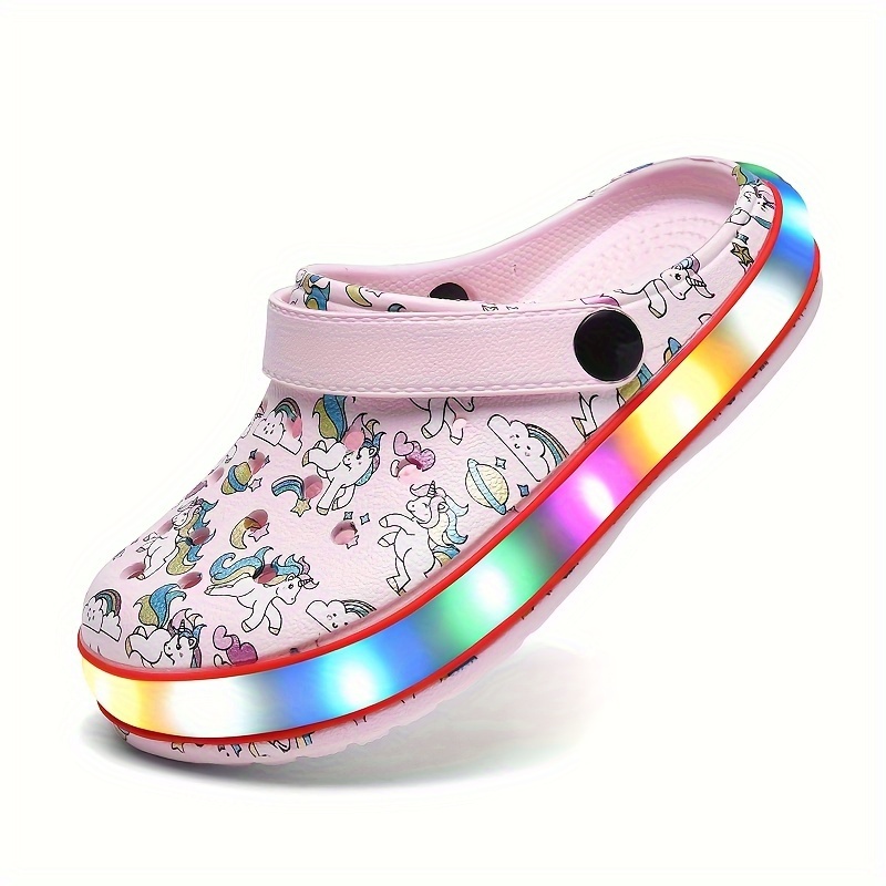 kids boys girls led clogs cute lightweight summer slides sandals details 5