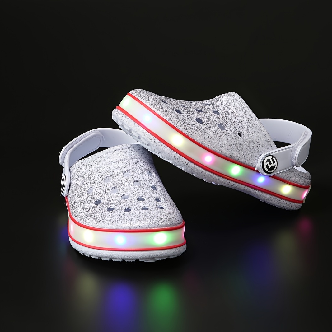 kids boys girls led clogs cute lightweight summer slides sandals details 11