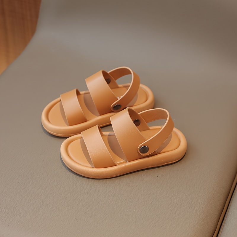trendy solid color open toe sandals for boys lightweight breathable anti slip sandals for indoor outdoor summer details 1