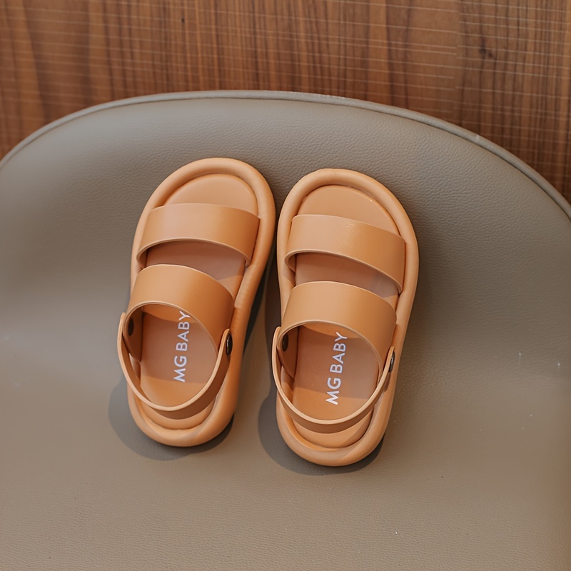 trendy solid color open toe sandals for boys lightweight breathable anti slip sandals for indoor outdoor summer details 3