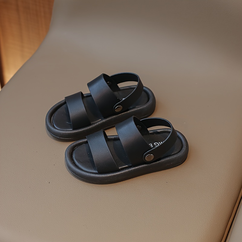 trendy solid color open toe sandals for boys lightweight breathable anti slip sandals for indoor outdoor summer details 4
