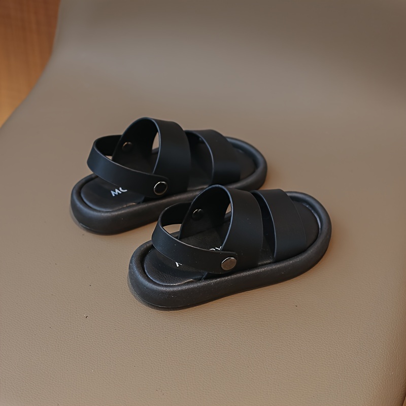 trendy solid color open toe sandals for boys lightweight breathable anti slip sandals for indoor outdoor summer details 5