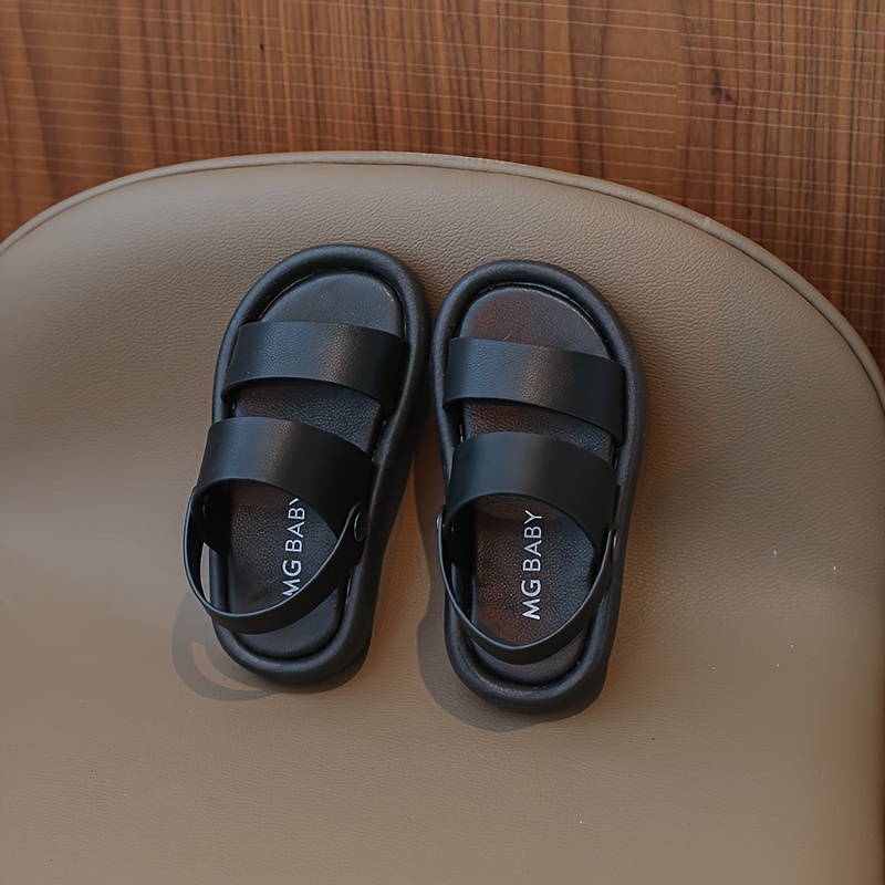 trendy solid color open toe sandals for boys lightweight breathable anti slip sandals for indoor outdoor summer details 6