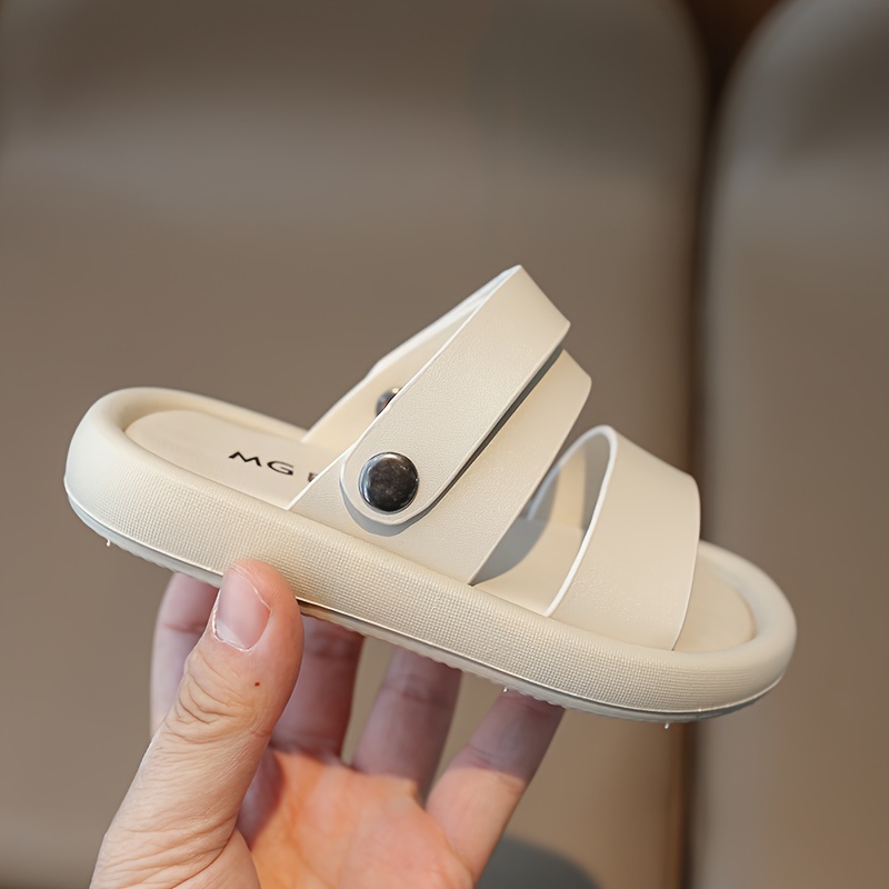 trendy solid color open toe sandals for boys lightweight breathable anti slip sandals for indoor outdoor summer details 11