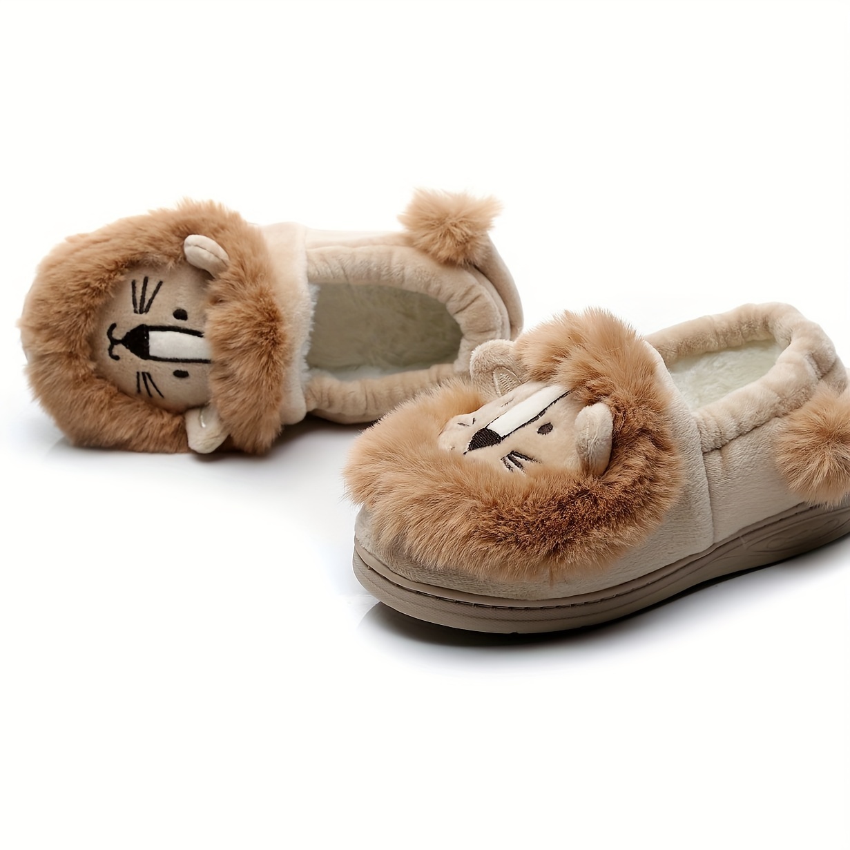 cute cartoon slip on home shoes for boys girls fleece indoor shoes for autumn and winter details 1