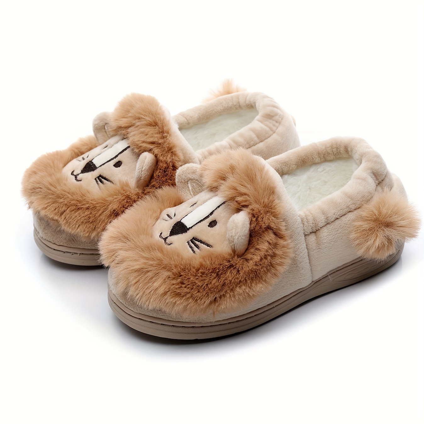 cute cartoon slip on home shoes for boys girls fleece indoor shoes for autumn and winter details 2