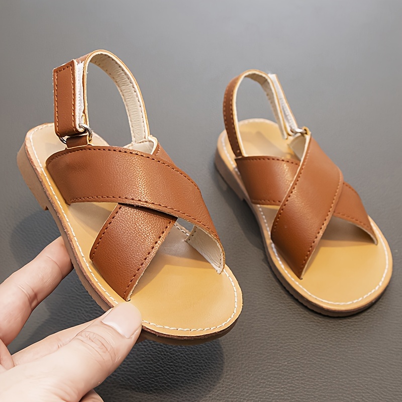 trendy solid color open toe sandals for boys breathable lightweight non slip sandals for indoor outdoor beach summer details 3