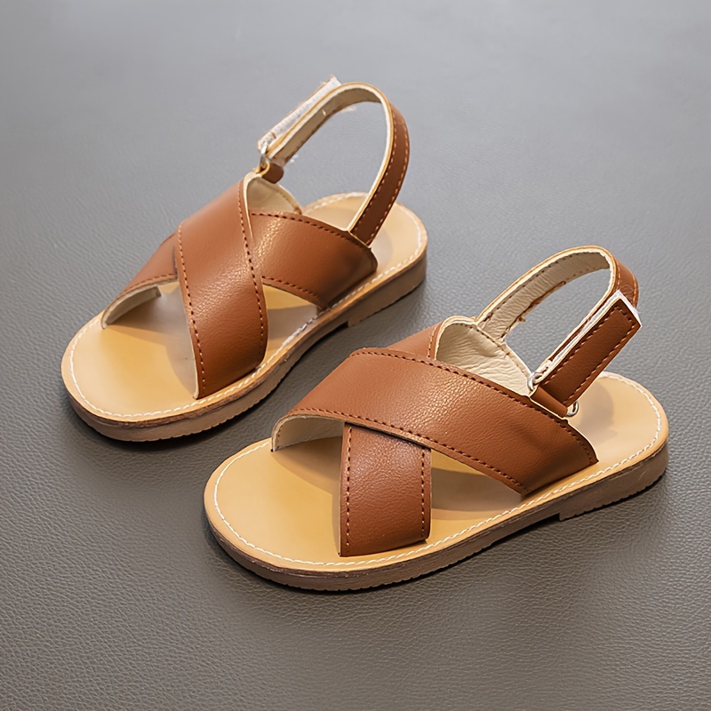 trendy solid color open toe sandals for boys breathable lightweight non slip sandals for indoor outdoor beach summer details 4