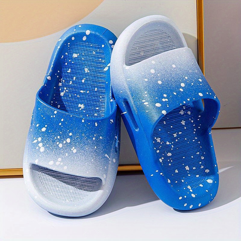 toddler boys trendy gradient open toe slip on platform slides soft sole anti slip house slippers details 0