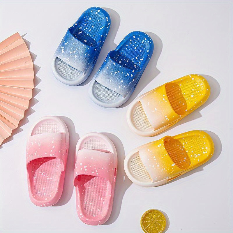 toddler boys trendy gradient open toe slip on platform slides soft sole anti slip house slippers details 1