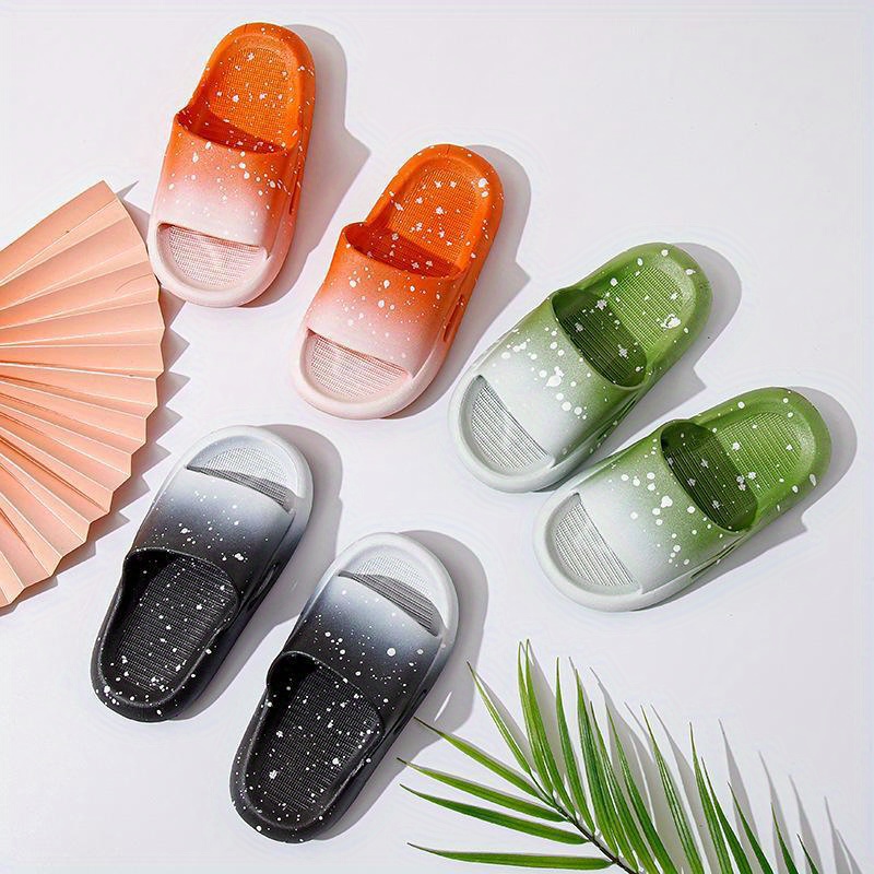 toddler boys trendy gradient open toe slip on platform slides soft sole anti slip house slippers details 2