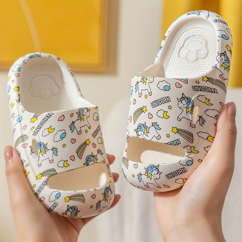 boys solid thickened toe protection slippers comfy non slip breathable casual soft sole slides for kids outdoor activities details 1