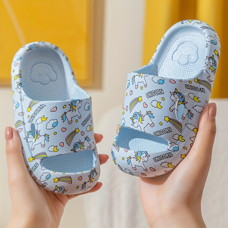 boys solid thickened toe protection slippers comfy non slip breathable casual soft sole slides for kids outdoor activities details 2