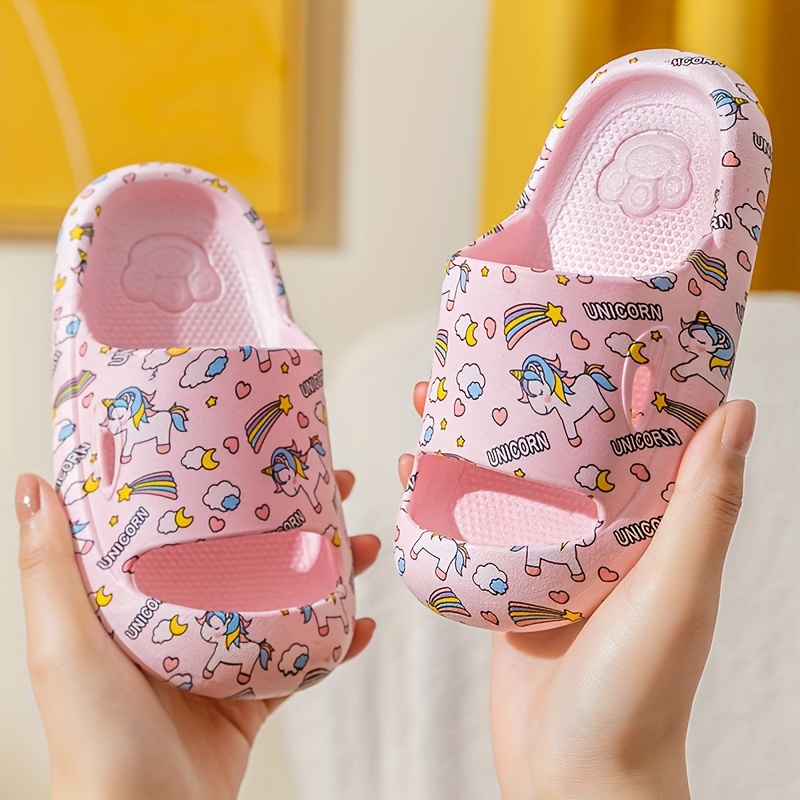 boys solid thickened toe protection slippers comfy non slip breathable casual soft sole slides for kids outdoor activities details 3
