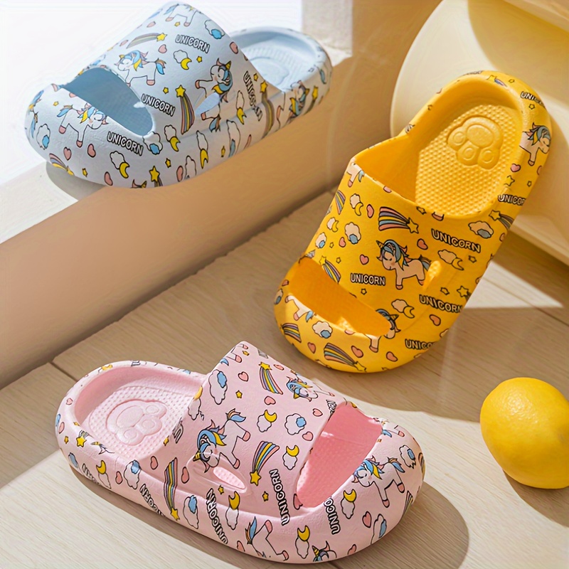 boys solid thickened toe protection slippers comfy non slip breathable casual soft sole slides for kids outdoor activities details 6